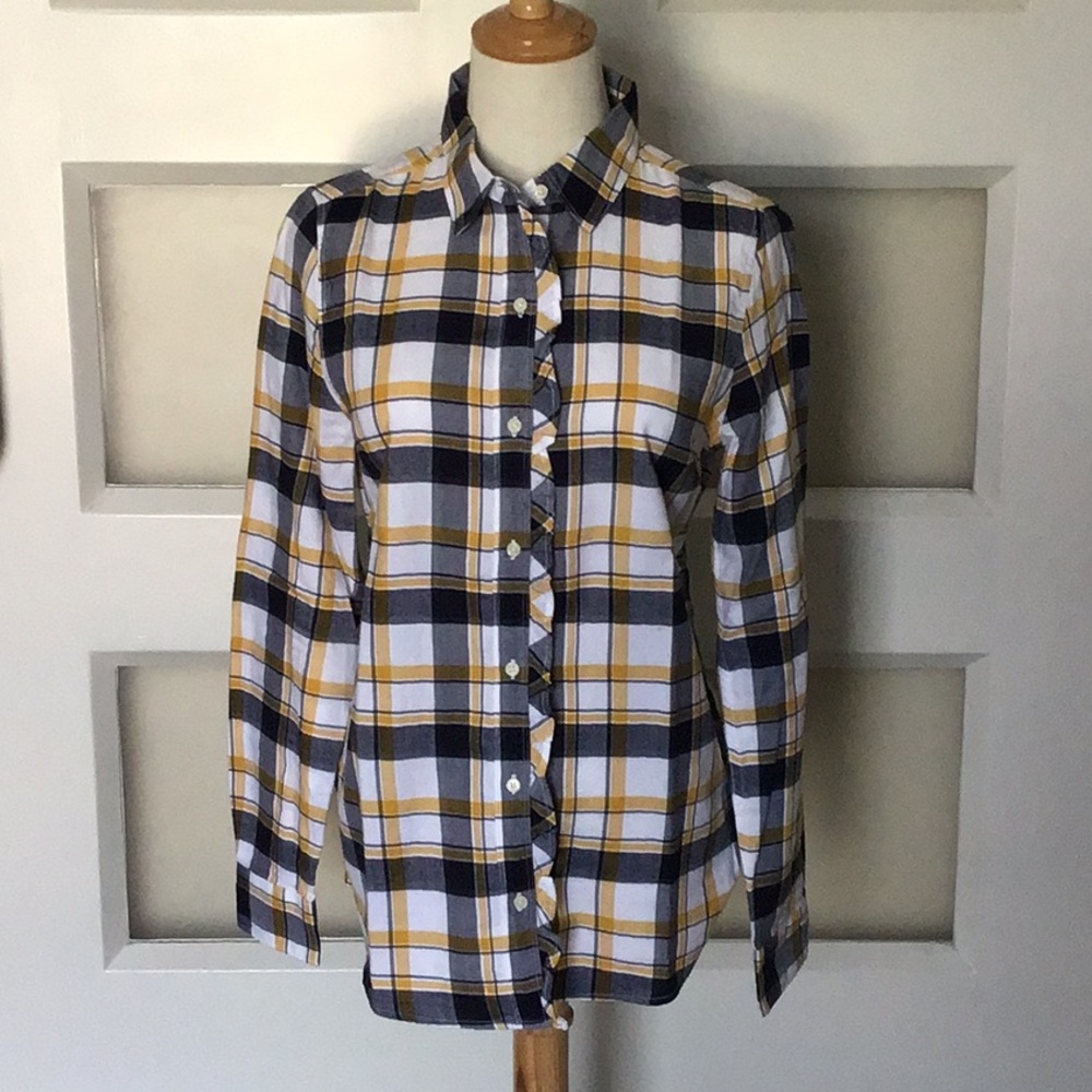 Flannel Ruffle front shirt